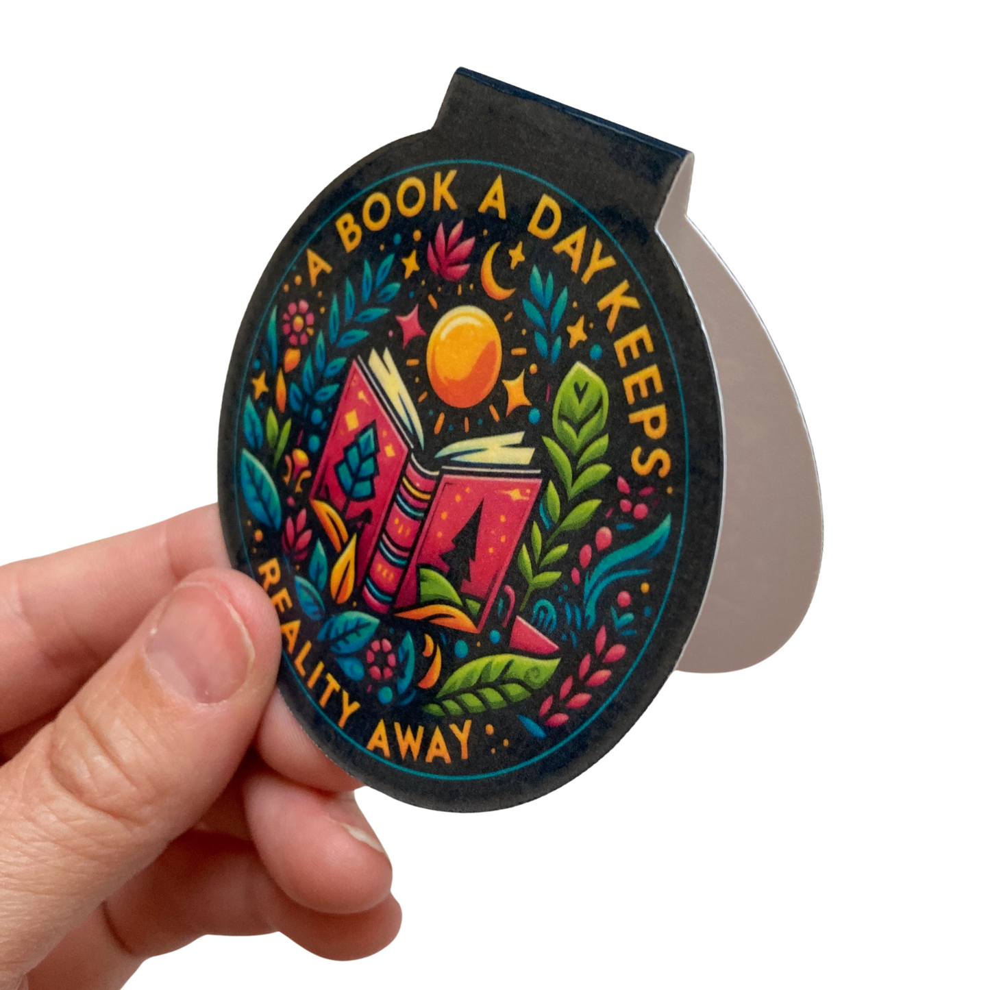 A Book A Day Keeps Reality Away Navy Bookmark