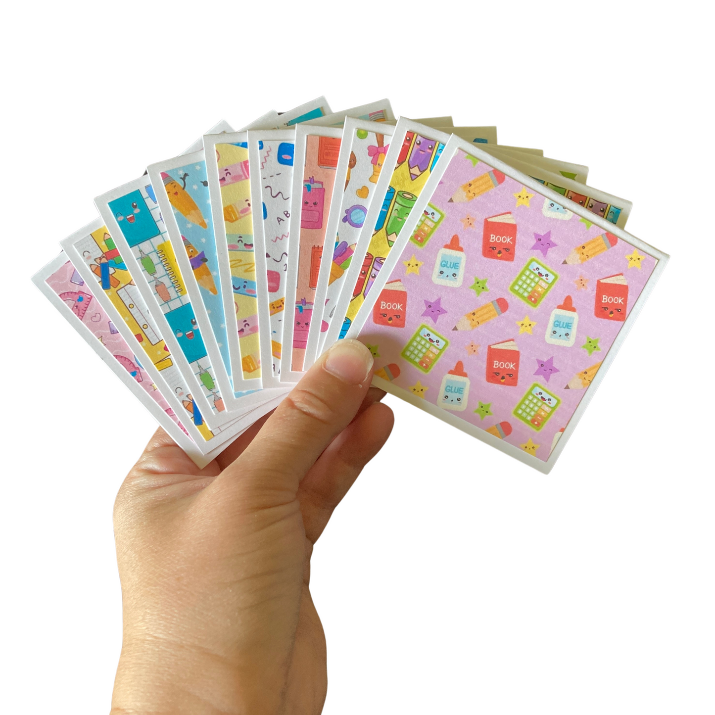 3x3 School Supplies Note Cards