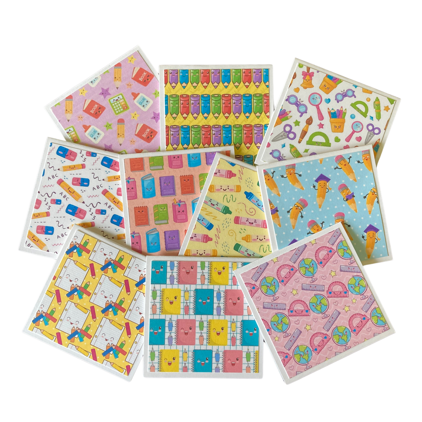 3x3 School Supplies Note Cards