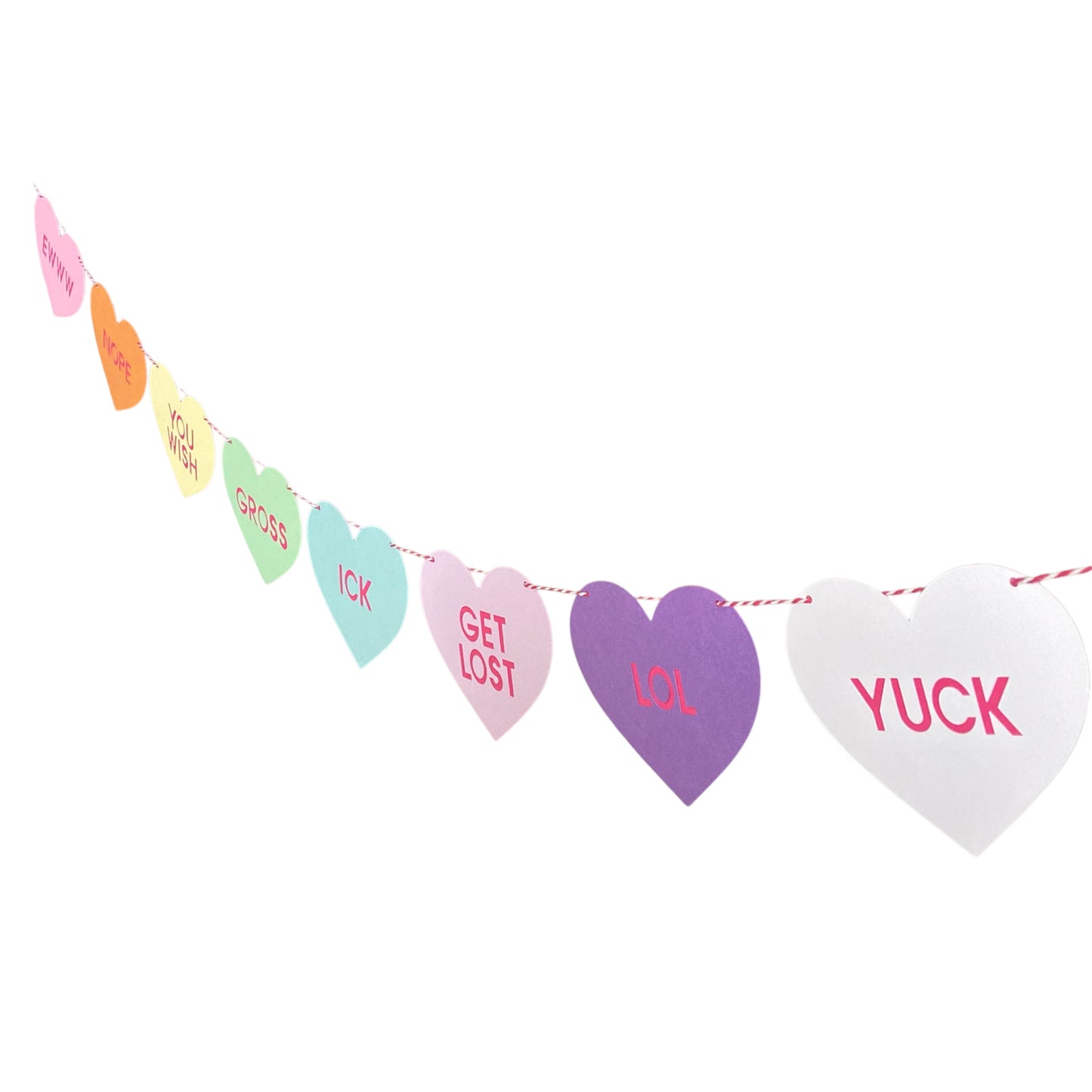 Anti-Valentine Conversation Hearts Banner