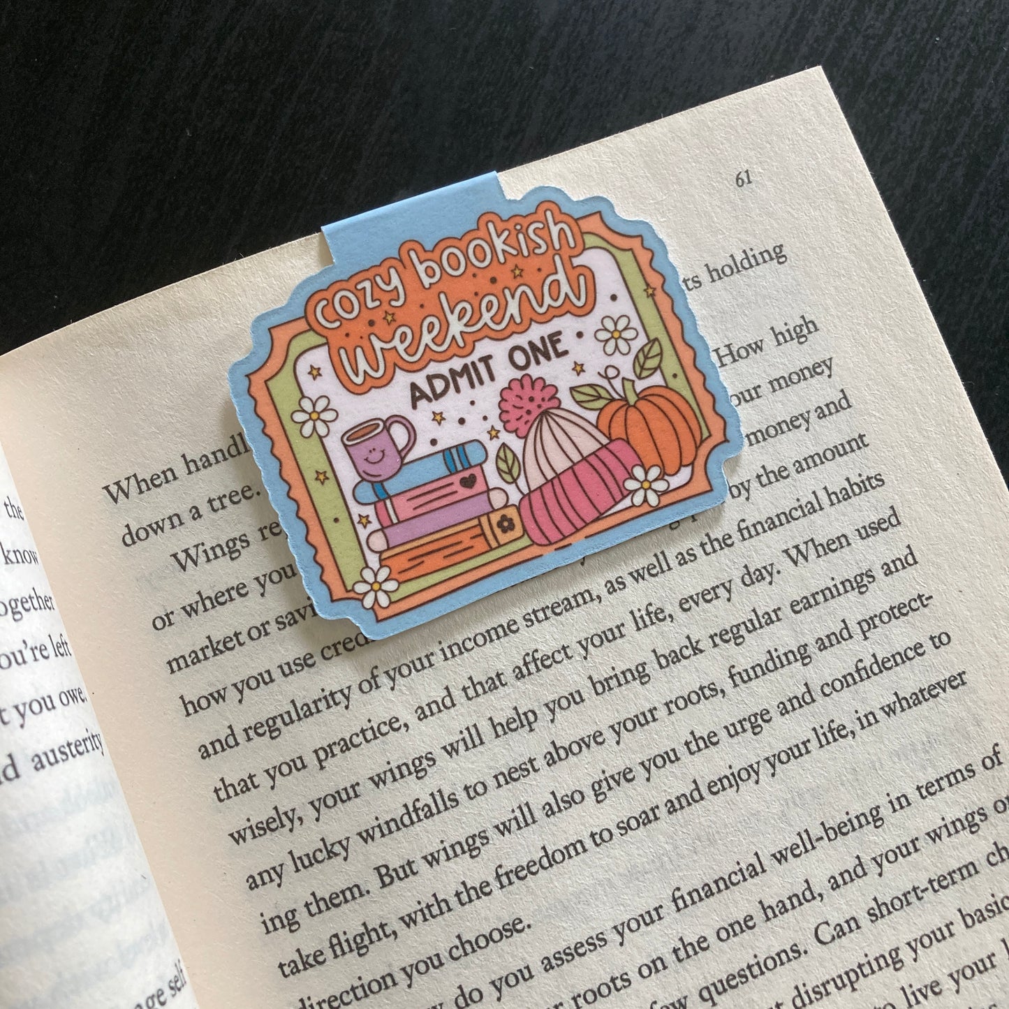 Cozy Bookish Weekend Magnetic Bookmark