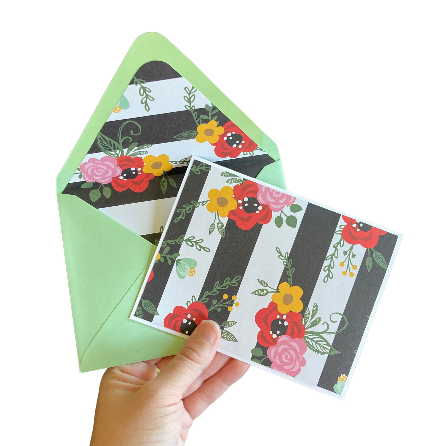 Striped Floral Note Cards