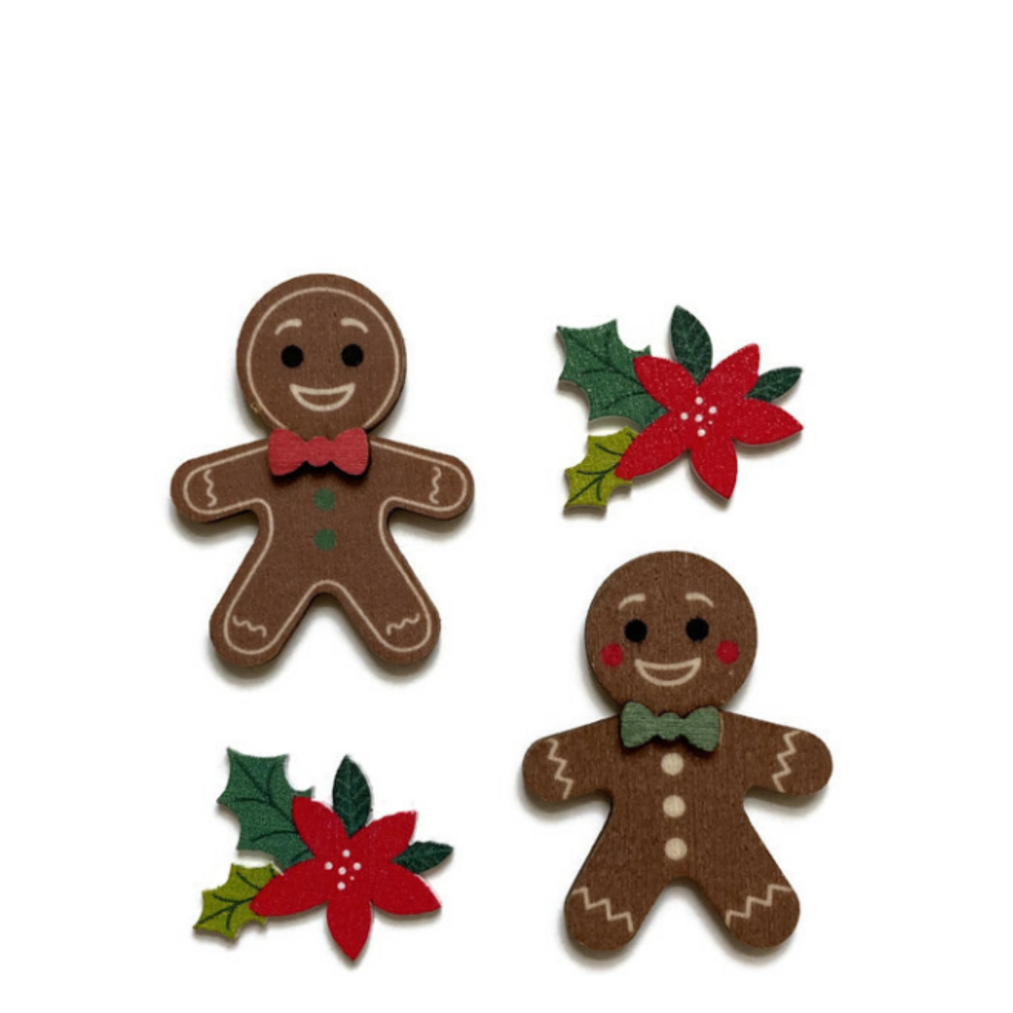 Gingerbread & Poinsettia Magnets