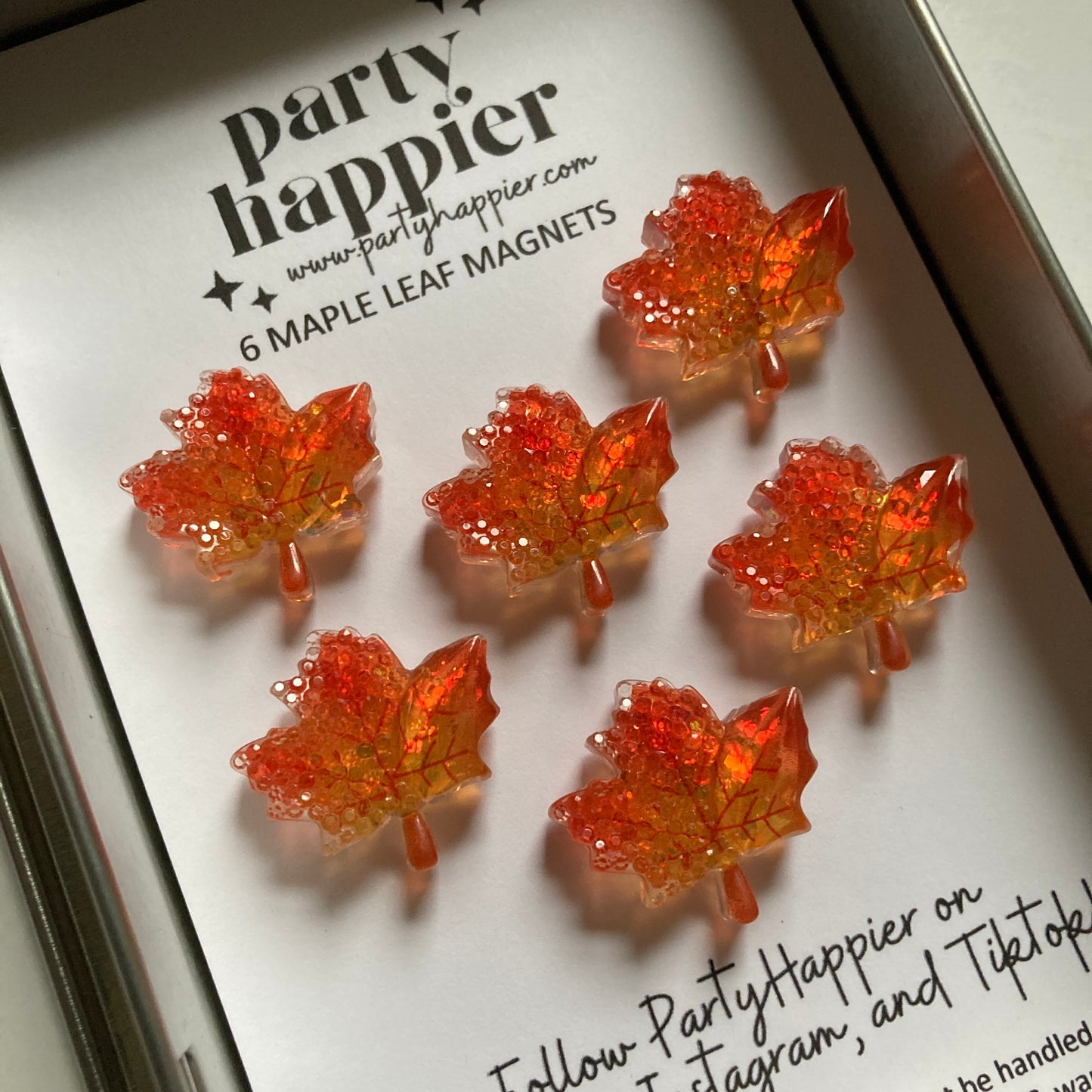 Glitter Maple Leaf Magnets