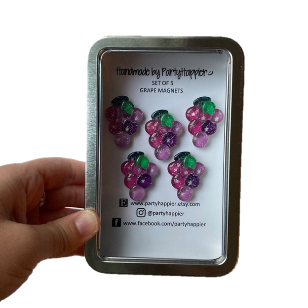 Glitter Grape Magnets