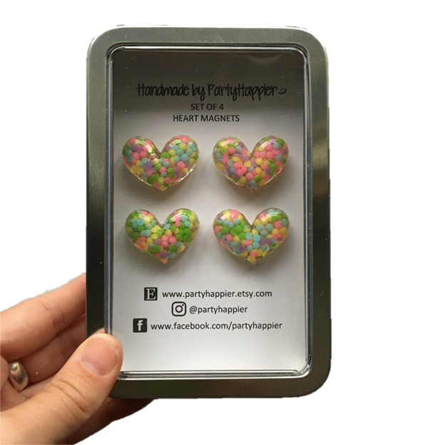 Beaded Heart Magnets