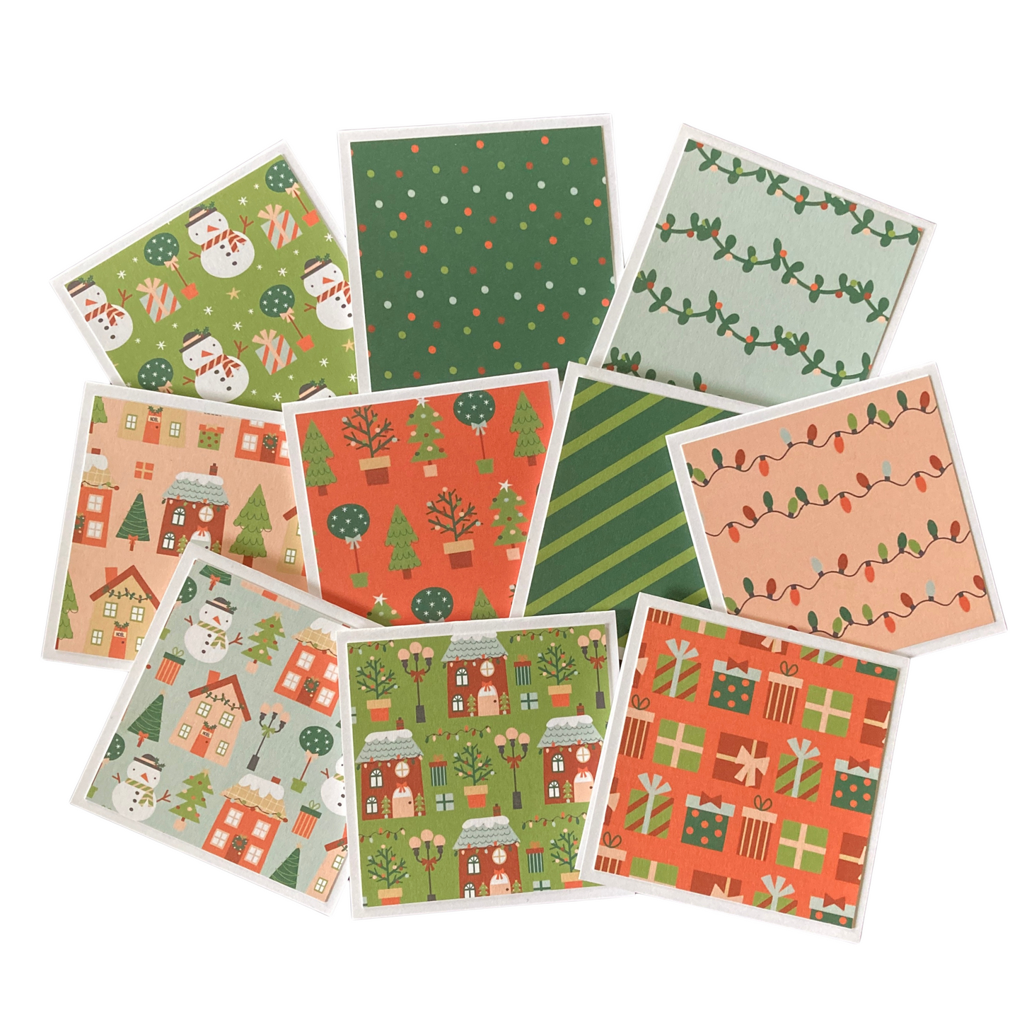 3x3 Festive Homes Note Cards