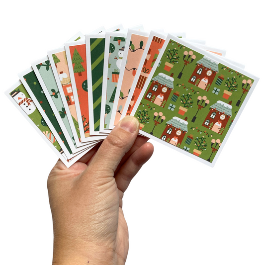 3x3 Festive Homes Note Cards