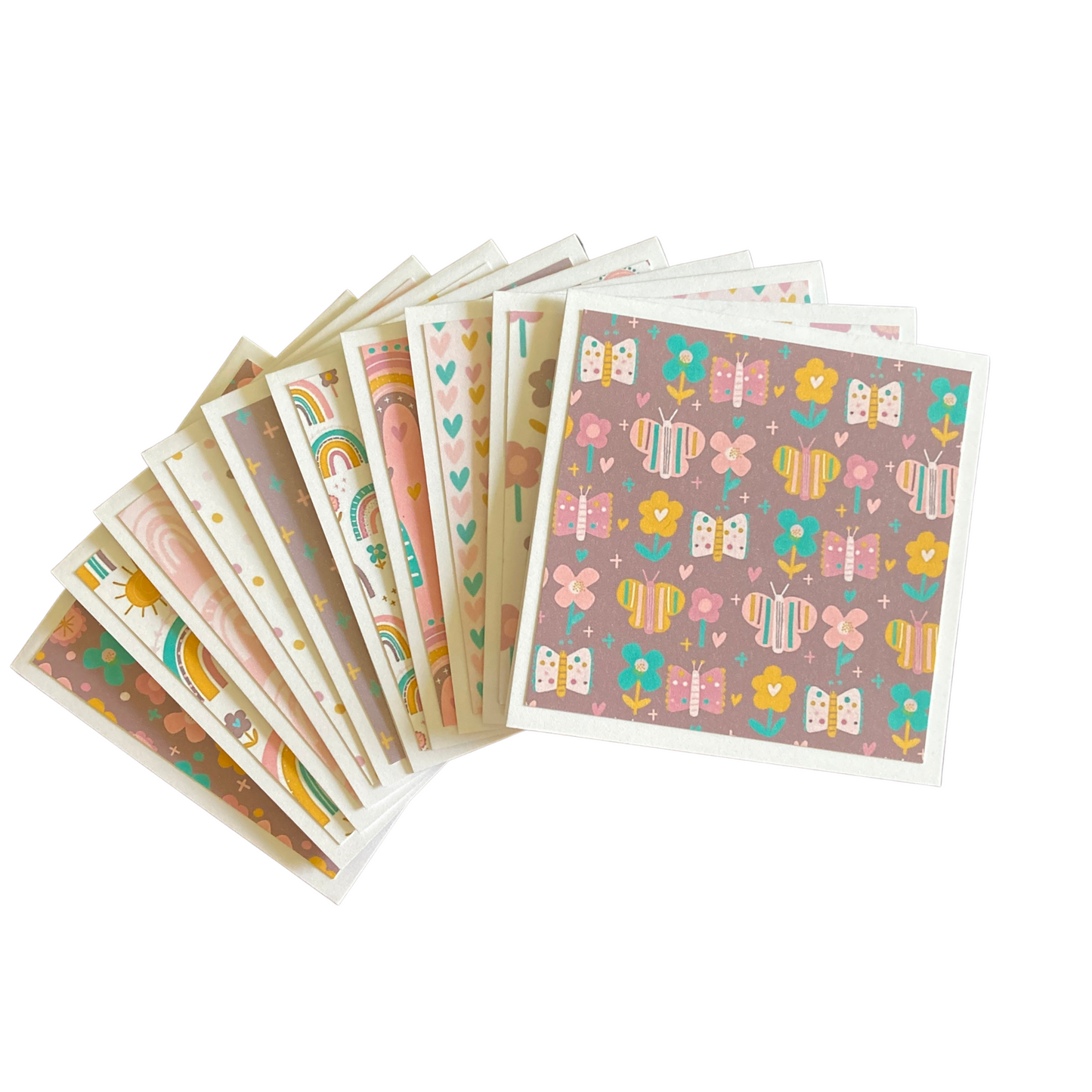 3x3 Rainbows & Flowers Note Cards