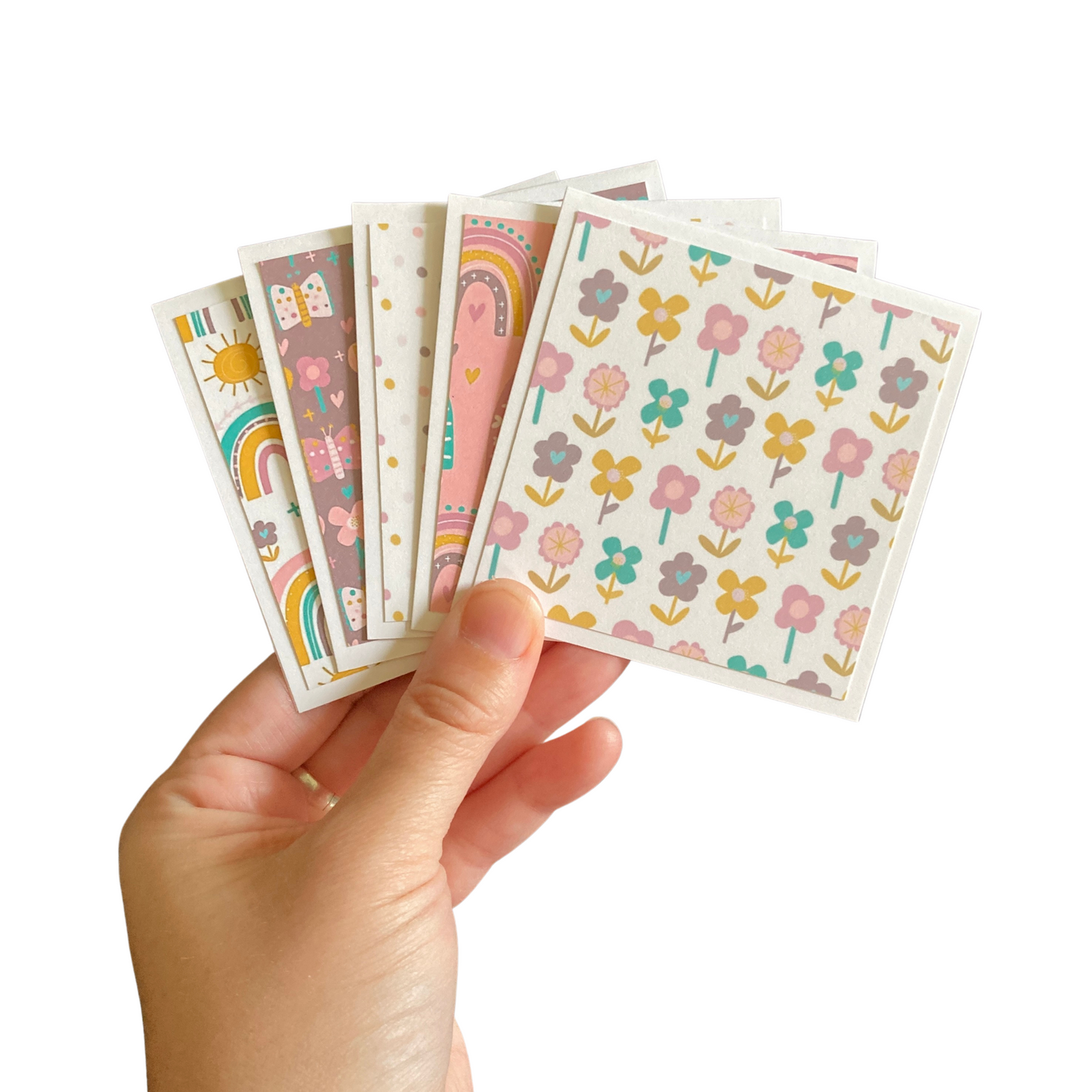 3x3 Rainbows & Flowers Note Cards