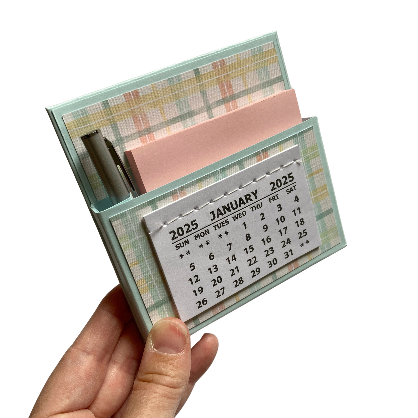 Watercolor Plaid 2025 Desk Calendar