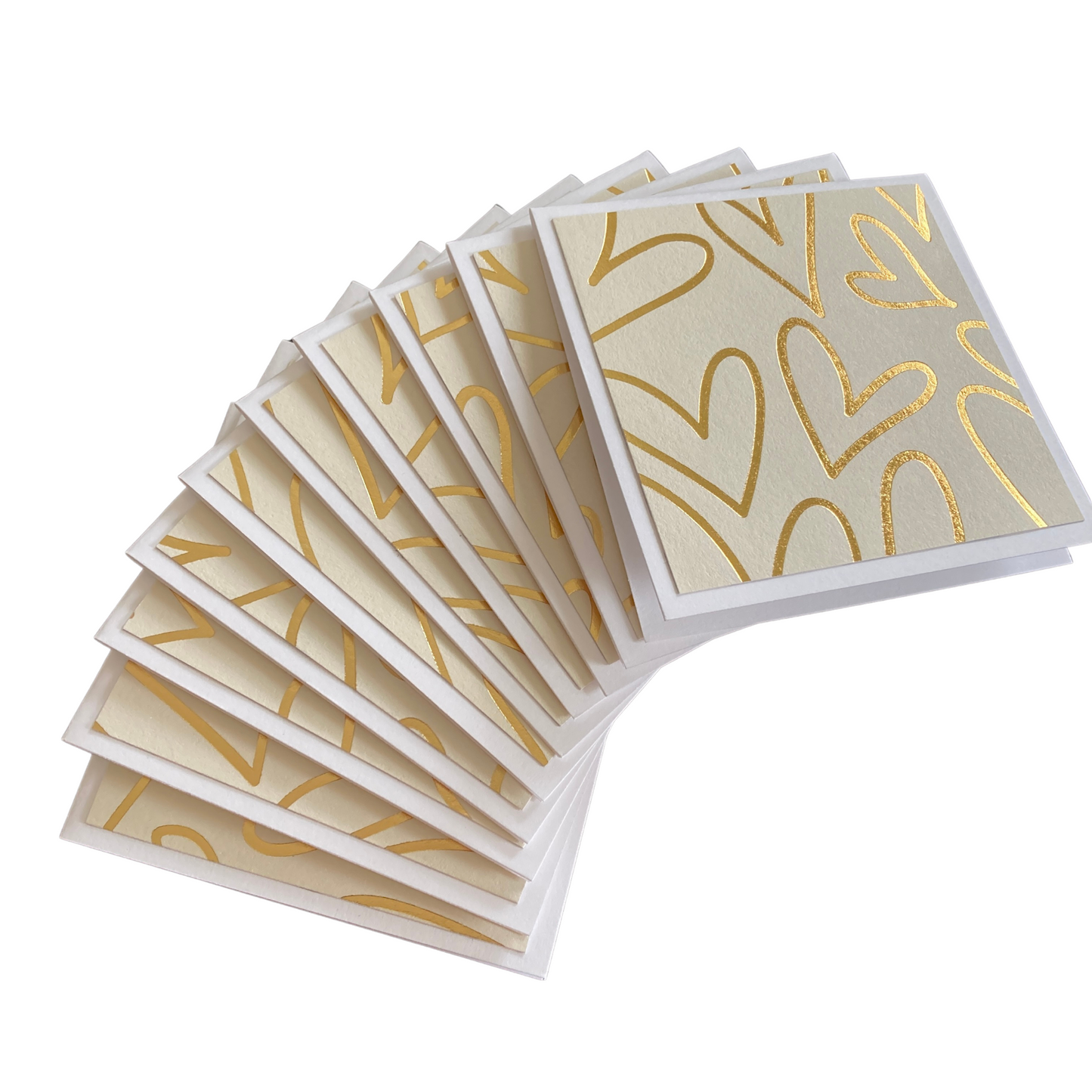 3x3 Gold Hearts Note Cards