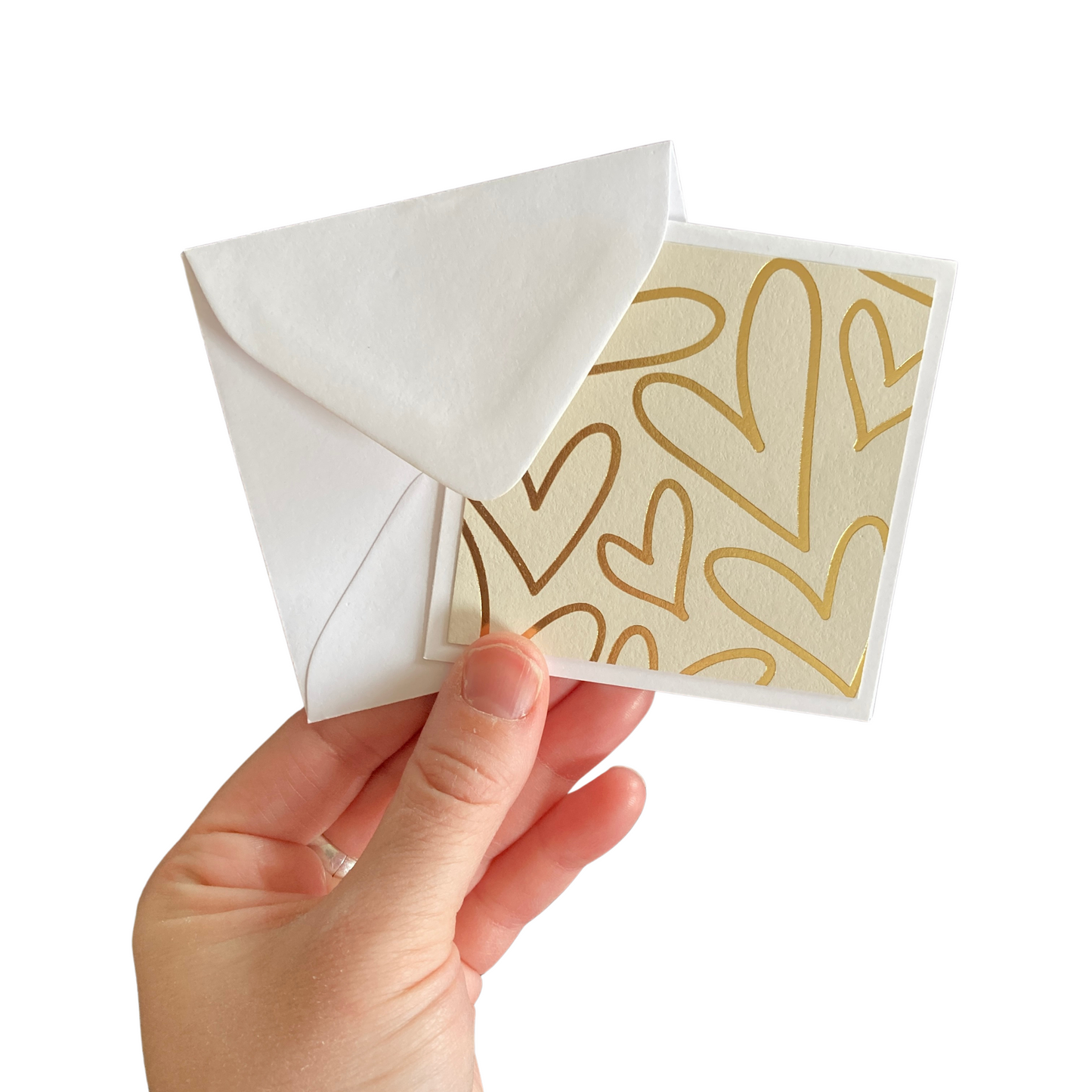 3x3 Gold Hearts Note Cards