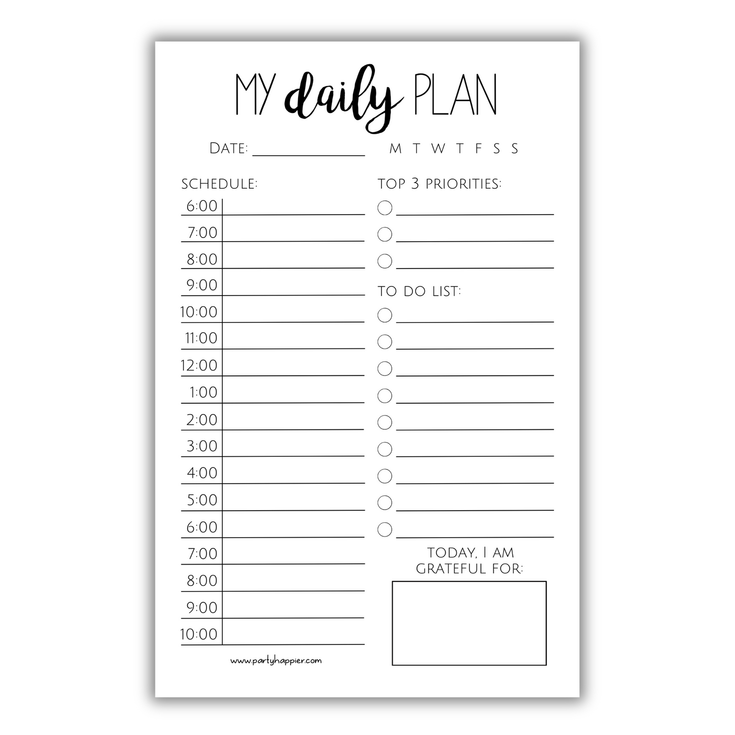 My Daily Plan Notepad