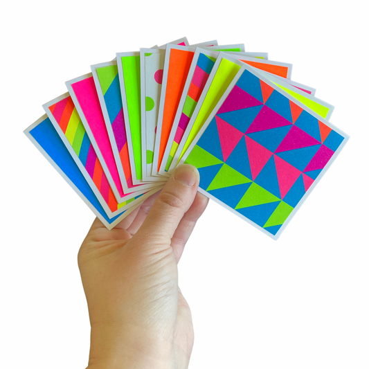 3x3 Neon Geometric Note Cards