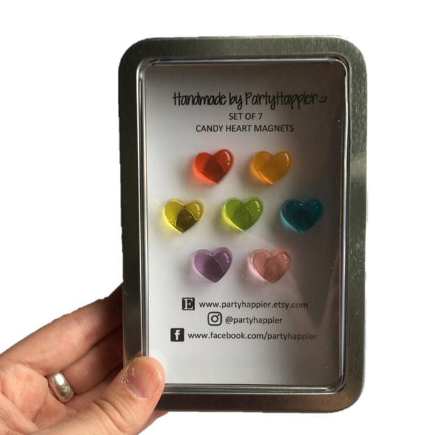 Rainbow Candy Heart Magnets