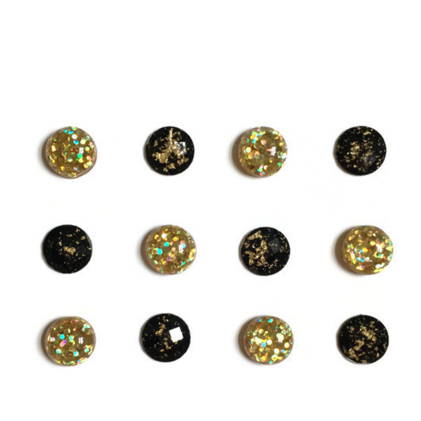Black and Gold Glitter Magnets