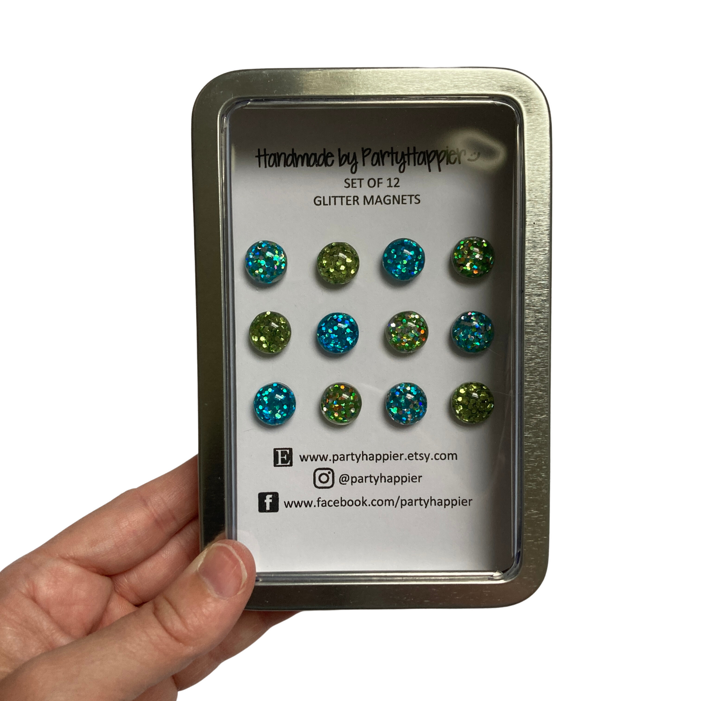 Blue and Green Glitter Magnets