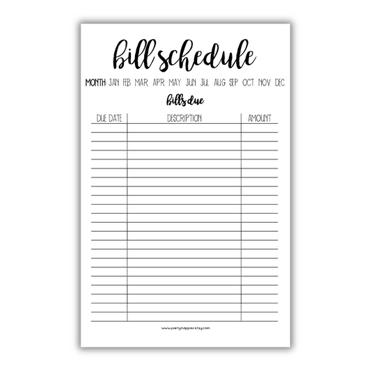 Bill Schedule Notepad