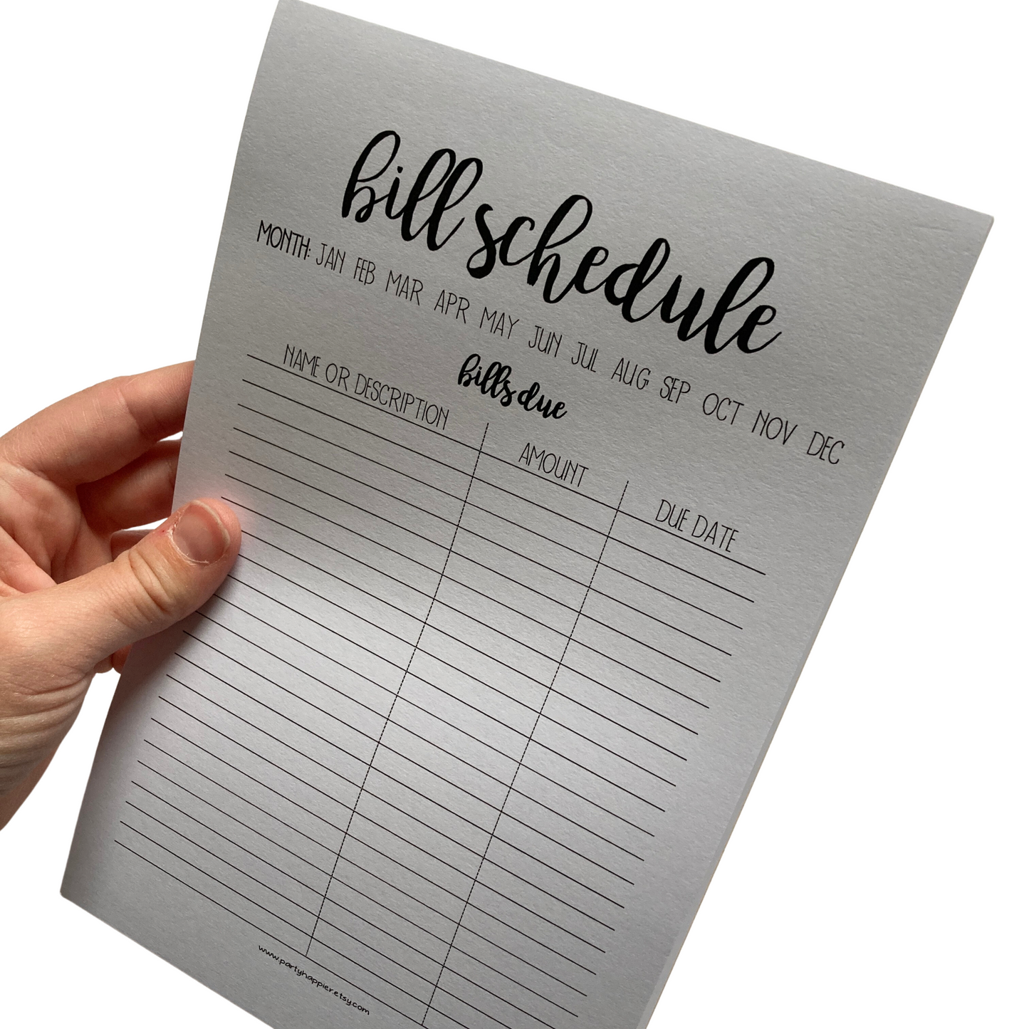 Bill Schedule Notepad