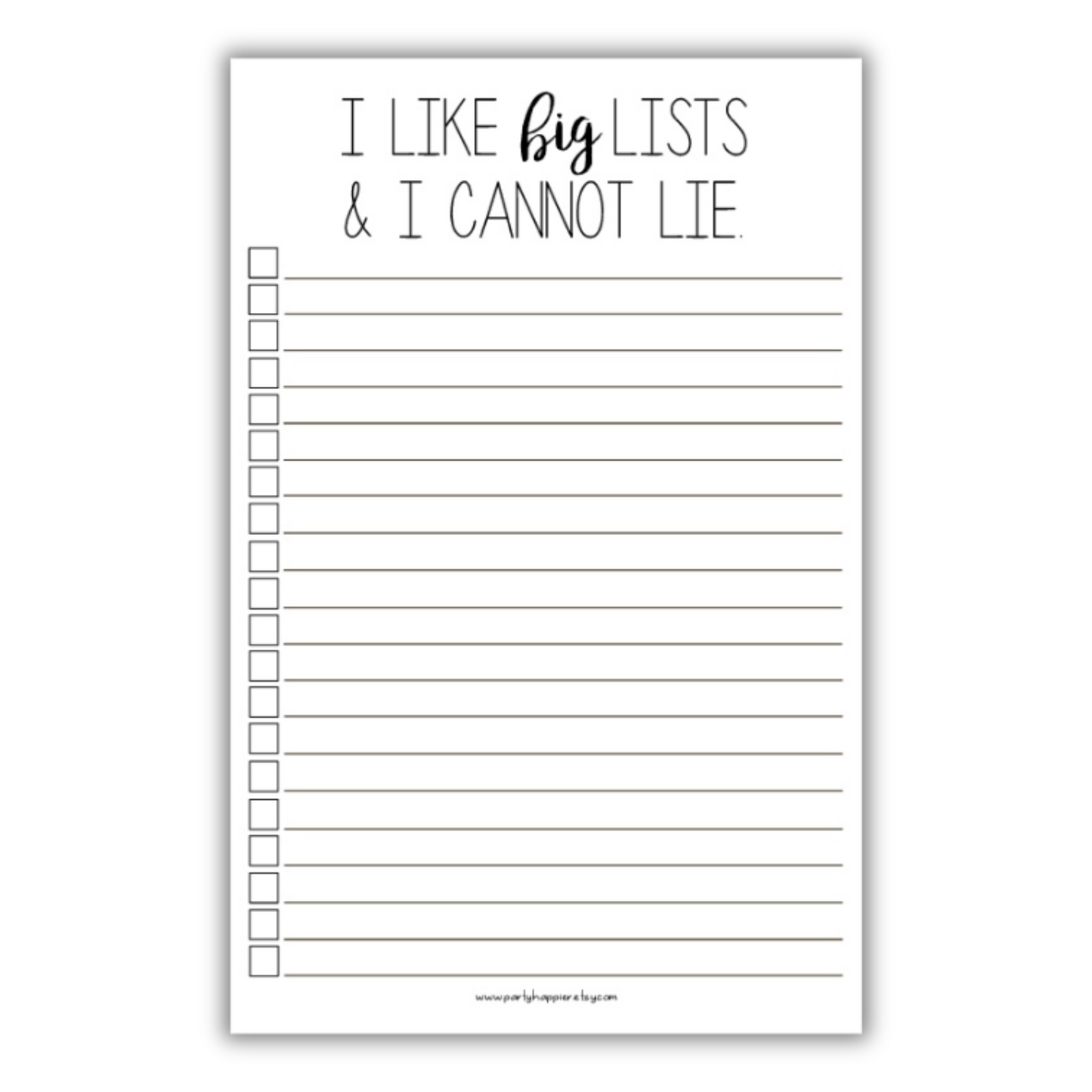 I Like Big Lists and I Cannot Lie Notepad