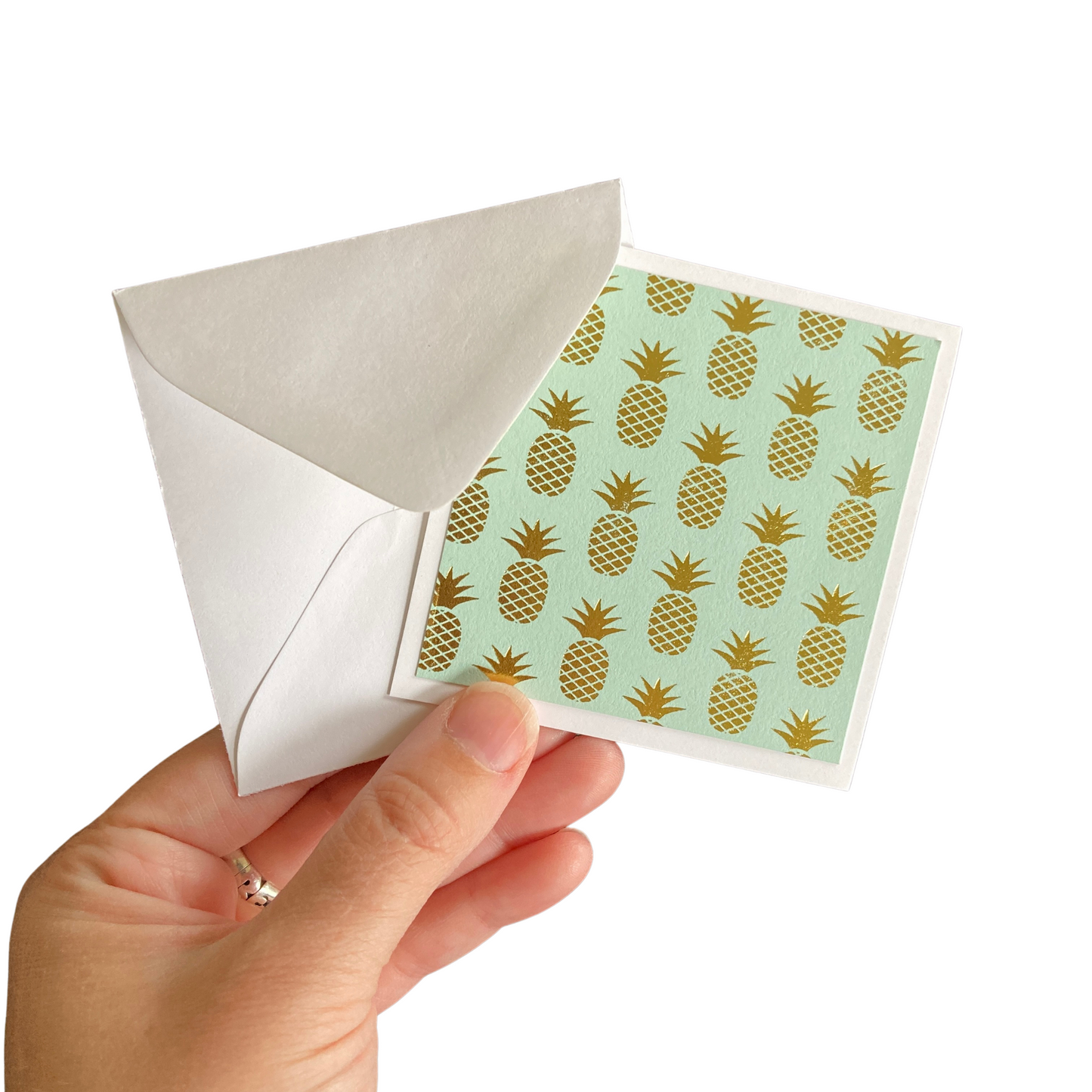 3x3 Metallic Pineapple Note Cards